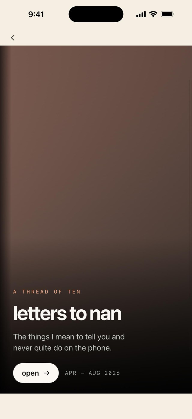 A thread in Mark: letters to nan, ten moments read as one book